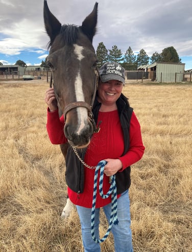 stage four cancer survivor with horse that provided support while she underwent cancer treatment 
