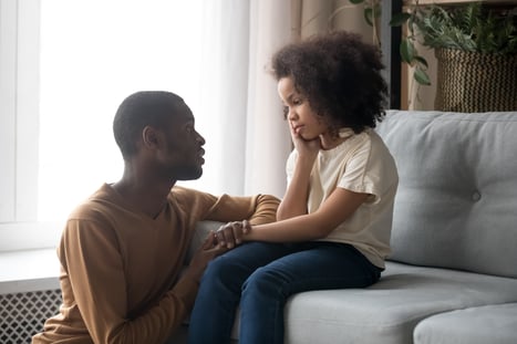 father talking to kid about cancer