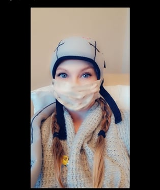 Chelle Wells, breast cancer patient, using paxman scalp cool treatments during chemotherapy