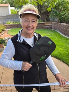Mary stays active by playing pickleball three times a week