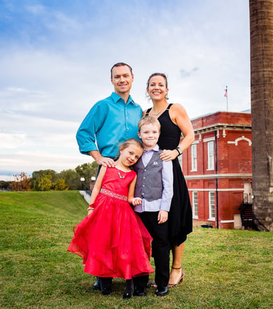 AJ Benefield with husband and kids