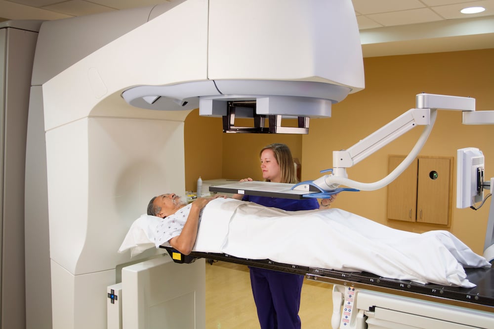 man receiving radiation therapy 