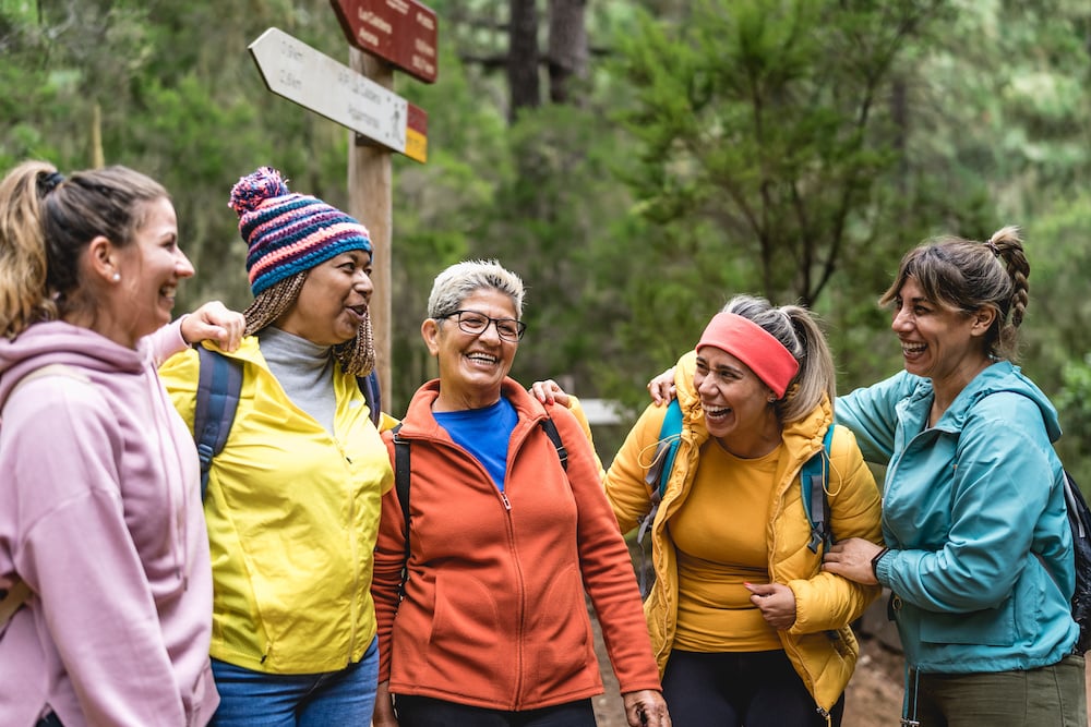 women hiking